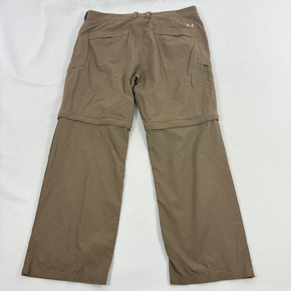 Under Armour Convertible Cargo Pants Mens 38 Brown HeatGear Ripstop Hiking - Picture 5 of 8